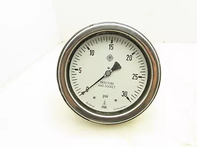 McDaniel 6  Stainless Pneumatic Air Pressure Gauge 0-30 PSI 1/4 NPT Panel Mount • $44.95