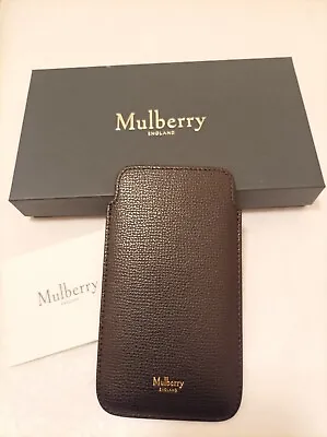 Mulberry Black Leather Phone Cover Case Pouch Card Slots In Gift Box BNIB New • £89