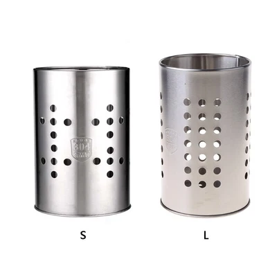 $18.97 • Buy 304 Stainless Steel Kitchen Cooking Utensil Holder Crock Drainer Flatware Caddy