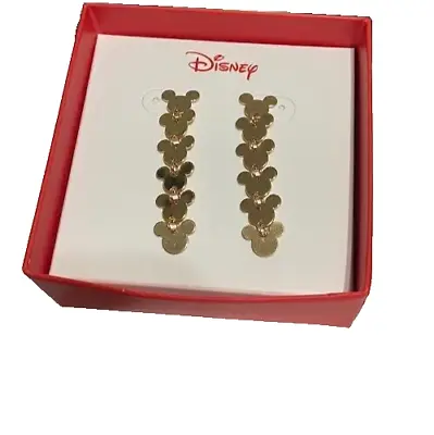 Disney MICKEY ICON Gold Tone MICKEY MOUSE Dangle Drop EARRINGS NIB • $14.39