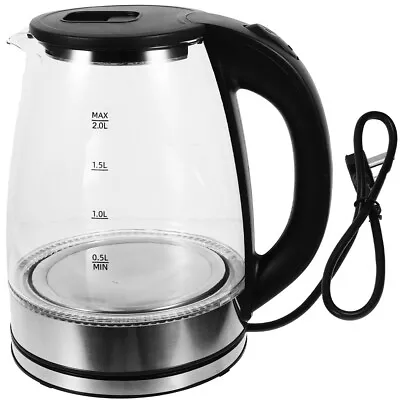 $32.69 • Buy Glass Electric Kettle 360° Rotation LED Light Kitchen Water Jug Stainless Steel
