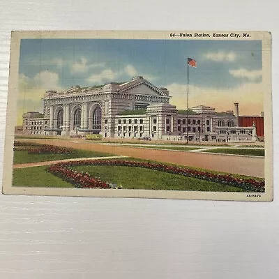 Vintage Postcard Union Station Kansas City Missouri Railroad Linen Old Cars! • $3.72