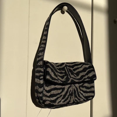 $200 • Buy Zebra Beaded Staud Shoulder Bag