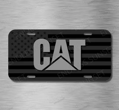 CAT USA Black White Grey Construction Caterpillar  License Plate Front Auto Tag • $17.99