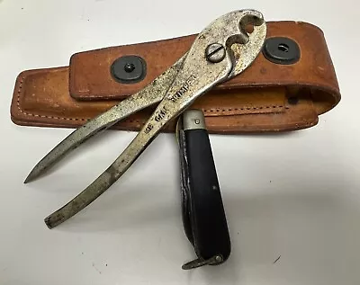 Vintage Lineman Pliers And TL-29 Knife In Leather Pouch • $45