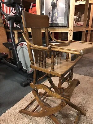Antique Wooden Baby High Chair • $958