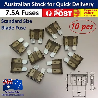 10pcs / 7.5 Amp Standard Blade Fuse - Brown Car Truck  Auto Fuses 7.5A • $4.95