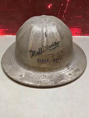 B.F. McDonald Vintage ALUMINUM Hard Hat Company Logo Maddon Electric Dept • $74.95