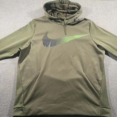 Nike Mens Pullover Training Hoodie XL Green Funnel Neck Dri-Fit Big Swoosh • $19.99