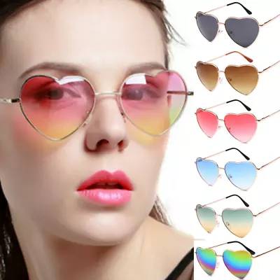 Metal Frame Love Heart Shape Sunglasses Women Lolita Fancy Dress Cool Glasses • £4.07