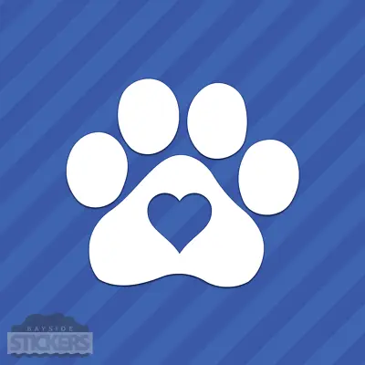 Paw Print With Heart Vinyl Decal Sticker Love Footprint Dogs Cats • $1.99