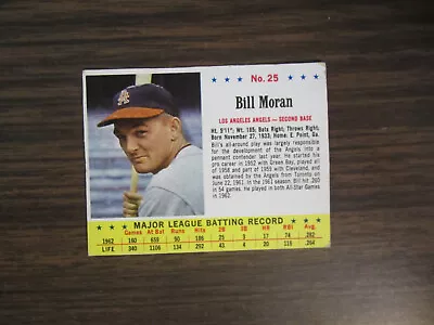 1963 Jell O # 25 Bill Moran Card (B67) California Angels • $6.99