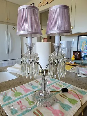 Decorative Vintage Candelabra With Crystals Candle Holder+ Prisms • $175