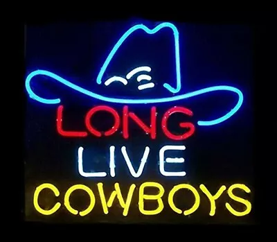 Long Live Cowboys Hat Vintage Neon Sign Decor Bistro Wall Neon Light 24 X20  • $225