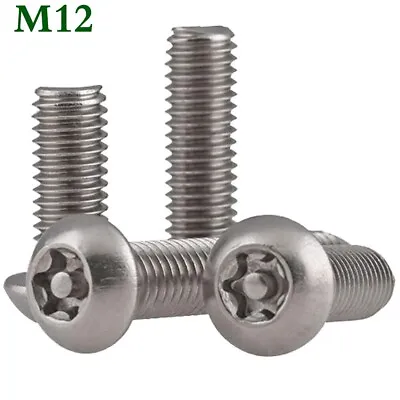 M12 A2 Stainless Steel Pin Tamper Torx Security Button Head Machine Screws Bolts • $9.53