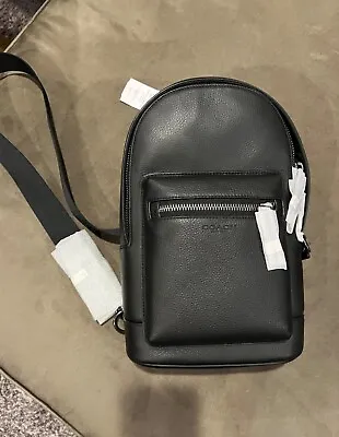 COACH Mens Slim One Shoulder Pebble Leather Adjustable Backpack • $130