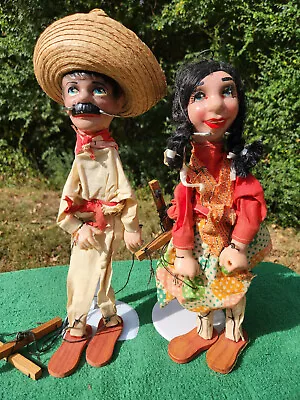 Vintage Mexican String Marionette Puppet Couple • $20