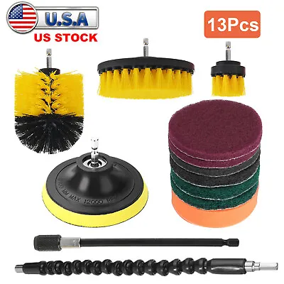 $15.99 • Buy 13pcs Cleaning Kit Drill Brush Attachment Set Power Scrubber Pad Grout Floor Tub