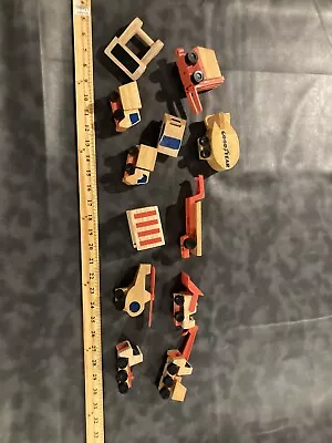 Vintage 1972 MATTEL KOREA Wood Push Toys GOODYEAR BLIMP Trucks Cars Forklift ++ • $14.99