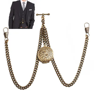 £15.99 • Buy Peaky Blinders Bronze Colour Double Albert Pocket Watch Fob Chain With Locket 