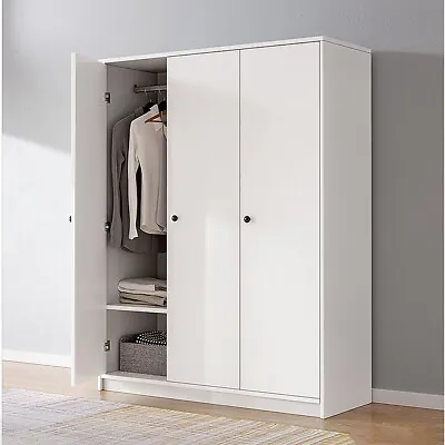 $448.95 • Buy 3 Door Wardrobe Bedroom Cupboard Closet Storage Cabinet Organiser