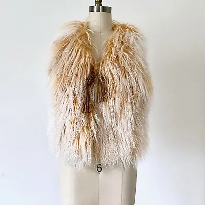 Ugg Natural Abbey Mongolian Shearling Fluffy Sheepskin Vest Women's Xsm~ Nwt • $160