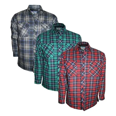 EuroStyle Men's Padded Work Shirts Quilted Cotton Lumberjack Check Shirt (M-5XL) • £18.99