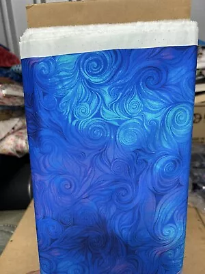 8.7 Yards Bolt Blue Swirls “Awaken” Printed 100% Cotton Fabric. • £19