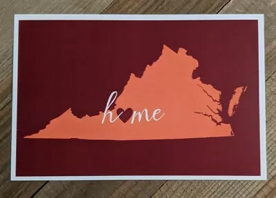 Virginia  Home  Maroon And Orange  Hokie Colors  Lantern Press Postcard (E177) • $2.15