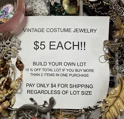 $5 • Buy Vintage Jewelry Make Your Own Lot Mcm Estate Rhinestone Signed 10% Extra Off 2 +