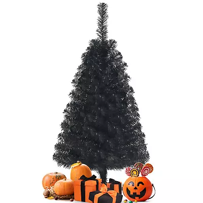 Costway Unlit Artificial Christmas Halloween 3ft Mini Tree Black W/Plastic Stand • $29.99