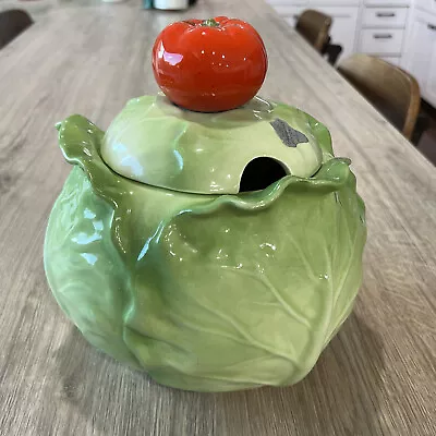 Vintage Metlox Cabbage Head Soup Tureen With Tomato Lid Poppytrail Pottery • $70