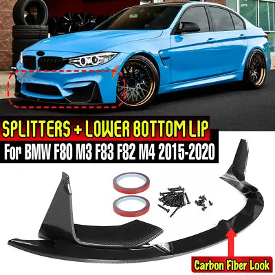 For BMW F80 M3 F83 F82 M4 15-20 Front Bumper Bottom Lip Splitter Carbon Spoiler • $82.99