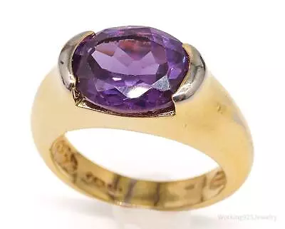 Vintage Lab Color Change Sapphire Gold Vermeil Sterling Silver Ring - Size 6 • £142.52