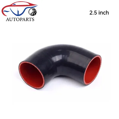 Silicone Hose Elbow Coupler Joiner Pipe 2.5  To 2.5  90° Degree Leg 102mm Black • $9.78