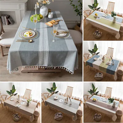 Tablecloth Linen Cotton Print Table Cloth Dining Party Table Cover Home Decor • $96.67