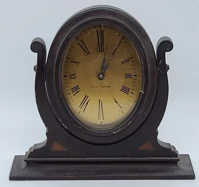 Antique 1920's SETH THOMAS 8 Day Gothic Art Deco Mahogany Mantel Shelf Clock • $124.99