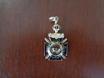 $699 • Buy 14K Gold Masonic Knights Templar Jeweled Fob Pendant In Hoc Signo Vinces Ruby Cr