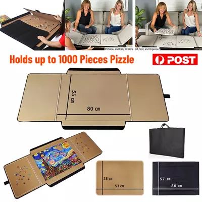 Portable Jigsaw Puzzle Board Mat Holds Up To 1000 Pieces Pizzle Carrier Board AU • $64.59