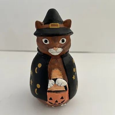 Midwest Cannon Falls Halloween Cat Witch W/ Pumpkin Vintage Roly Poly Moon Star • $62