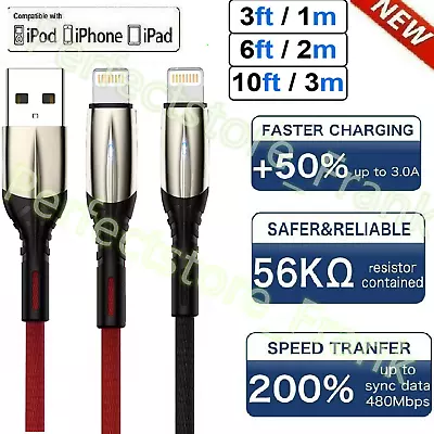 NEW 3 PACK LED Fast Charger Cable Heavy Duty For IPhone 14 13 12 11 X XR 7 8 6 + • $9.99