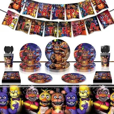 Five Nights At Freddy's Theme Birthday Party Banner Cup Plate Balloon Decor FNAF • £4.99