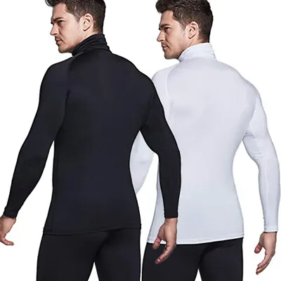 Men's Thermal Long Sleeve Compression Shirts Turtleneck Winter Base Layer Top US • $18.99