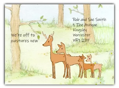 PERSONALISED Change Of Address Cards X 8 New Home Moving House Deer • £4.90