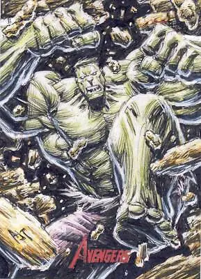 2012 Marvel Greatest Heroes Avengers Sketch Card Tan Hulk Auto • $599.99