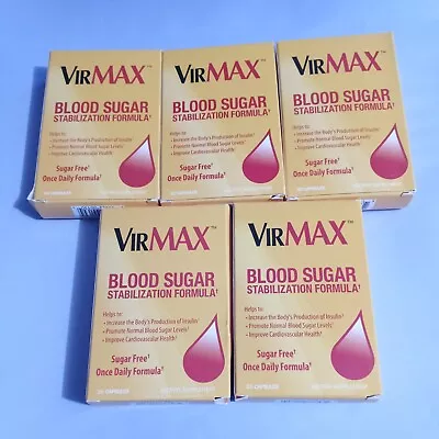 VIRMAX BLOOD SUGAR STABILIZATION FORMULA*150*5-PACK LOT😀 30-Capsules Each*9/24 • $49.95