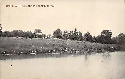 Mt Pleasant Iowa~Suburban Home On Waterfront~1938 PM~1908 B&W Postcard • $6.50