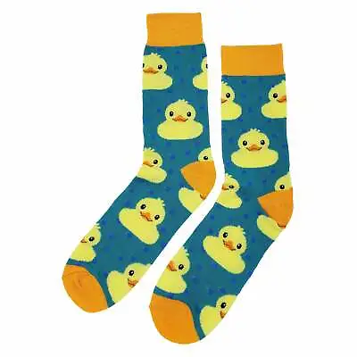 NWT Huge Rubber Duck Dress Socks Novelty Men 8-12 Multicolor Crazy Fun Sockfly • $8.99