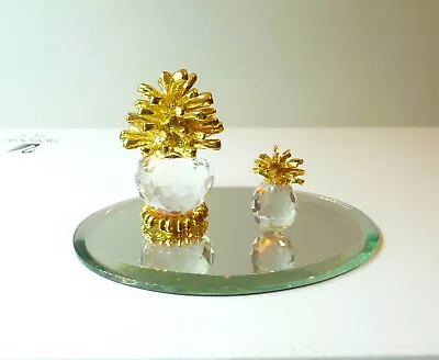 2 Vintage Miniature Crystal And Gold Pineapple Figurines  W/Display Mirror • $19.99