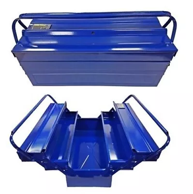 Cantilever Tool Box 21  530mm Metal 5 Tray Storage Tool Box Blue Heavy Duty • £26.95